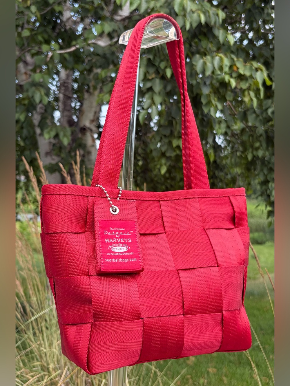 Vintage Harvey’s “The Original Detroit” Seatbelt Bag Small Tote Red EUC